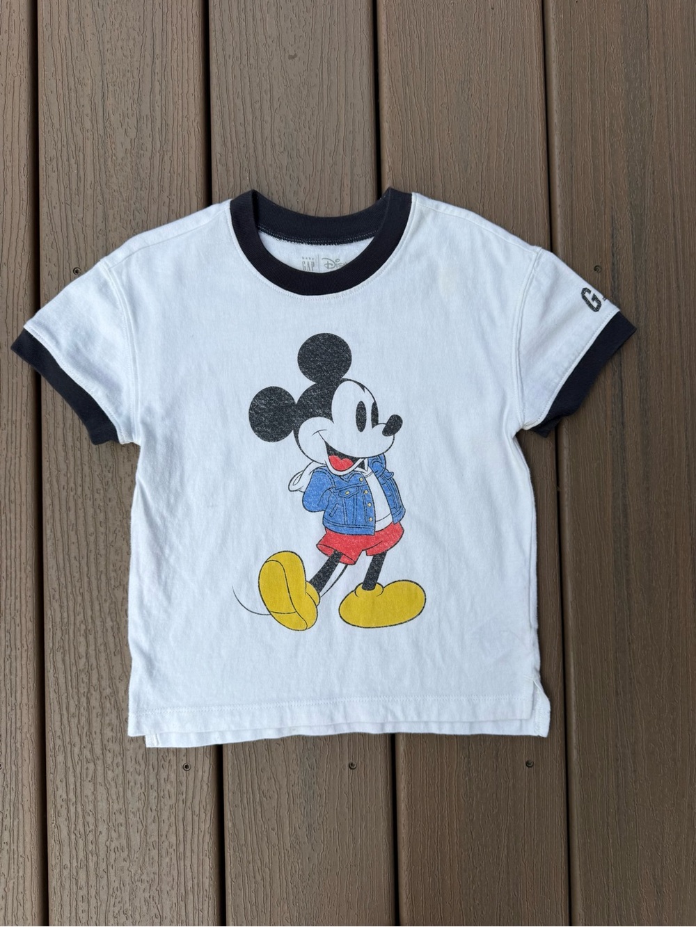 GAP White Mickey Mouse Graphic Tee with Black Trim